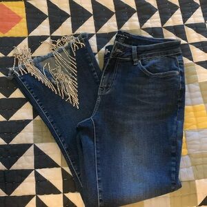 Rhinestone fringe jeans